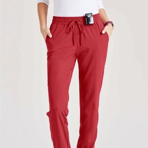 Women's Beyond Scrubs Stylish Red Joggers